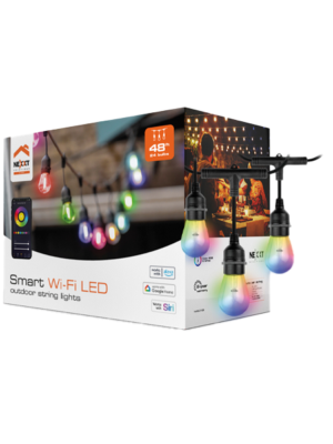 Guirnalda inteligente Nexxt: personaliza colores, efectos y horarios desde tu app. Conéctala por Wi-Fi y crea ambientes únicos en casa.